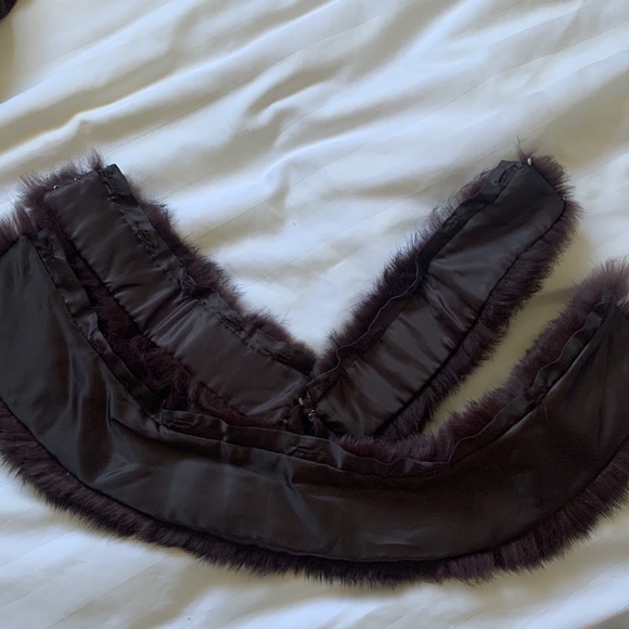 Belldini brown natural fur removable collar/cuffs leather trim zip cardigan EUC - Picture 11 of 11